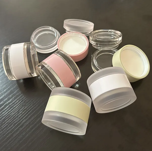 Pink White Green Clear Crystal 2 In 1 Round Lip Balm Packaging Layer Lip Mask Gloss Cosmetic Lip
