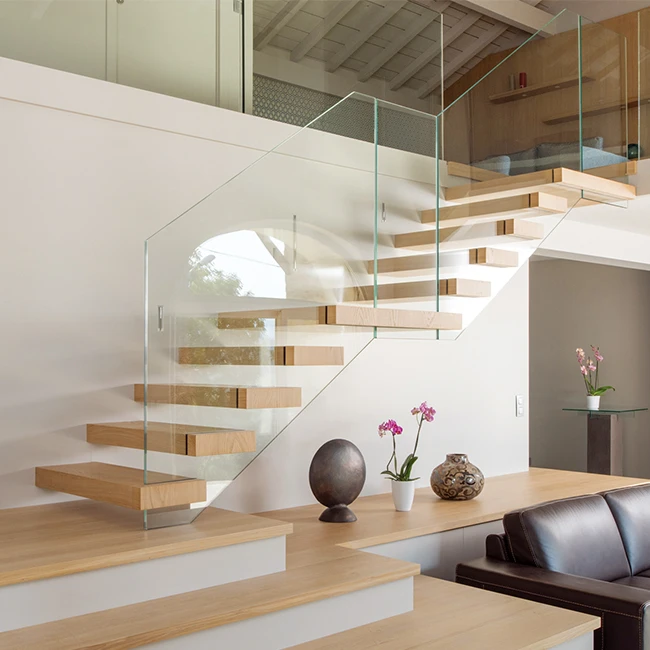 Floating Stairs Concrete Wooden Tread Floating Stairs Brackets