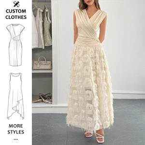 Ladies dresses odm trendy dress 2026 for women v neck maxi sleeveless casual dress