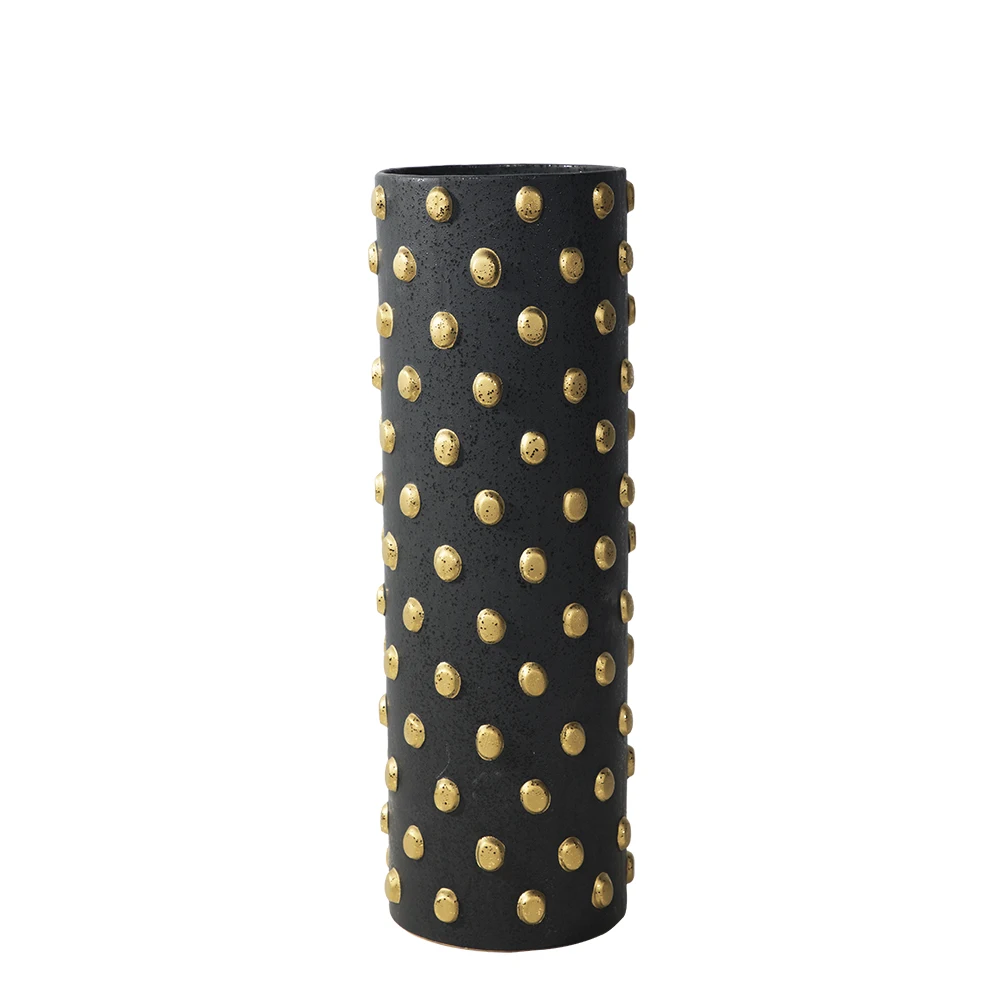 Gold polka dot vase large