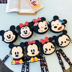 Cute Mini Cartoon Girl Wallet Silicone Lovely Mickey Mouse Minnie Crossbody Card Phone Bags Kids Mini Coin Purse Wholesale Pouch