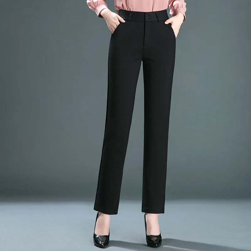 2022 New Fashion Women Office Lady High Waist Straight Trousers Elastic ...