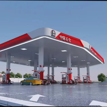 Steel Structure Petrol Station Customizable Commercial Steel Building for Fuel Station