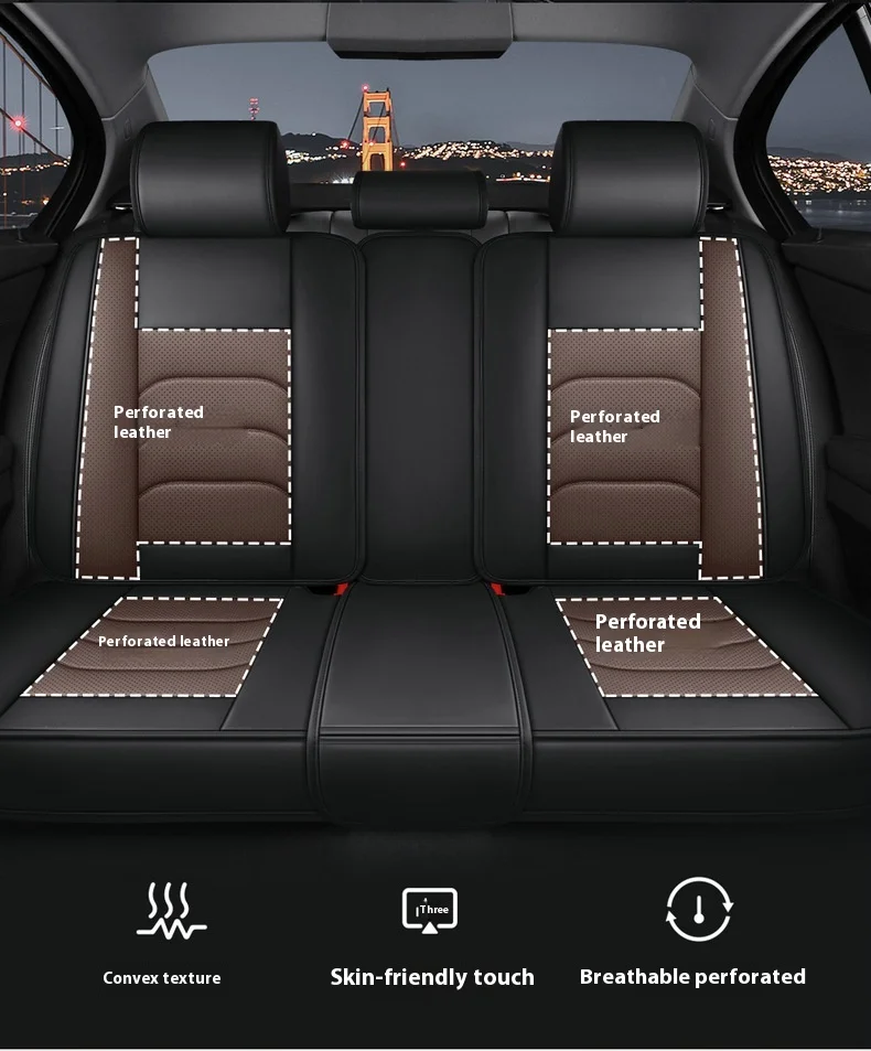 Napapi Fully Surrounded Leather Car Seat Cover Easy-Care Front Cushion for General Motors Four Seasons Modern Durable City Polo 8