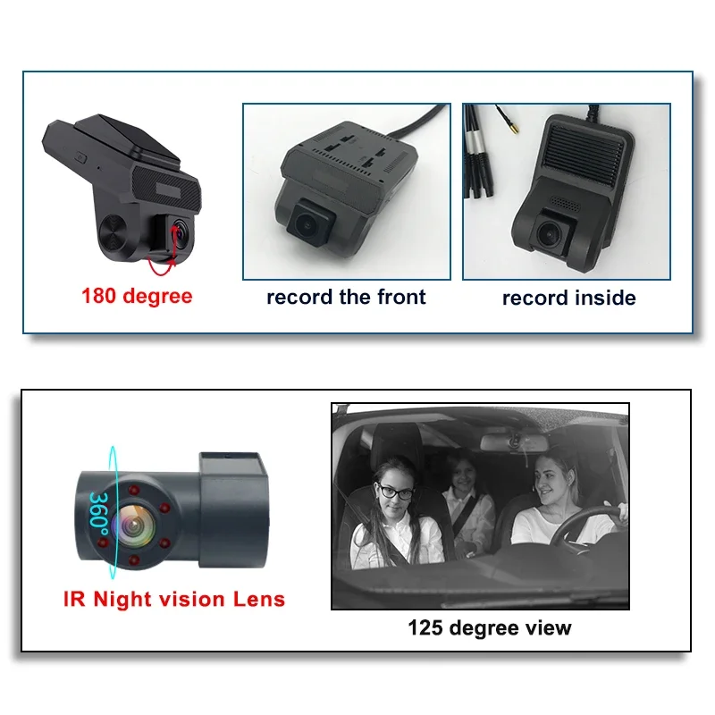 4g 3 lens car dash camera