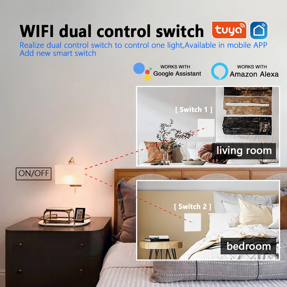 Eu/uk Standard Alexa Wireless Voice Control Switch Tuya Wifi Wall ...