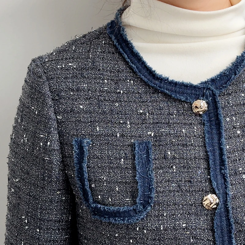 2025 Summer French Polished Ladies' Short Set Two-Piece Including Knee-Length Skirt and Coat