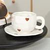 Jl-1060-007u taza y plato - rosa marrón amor - 350ml