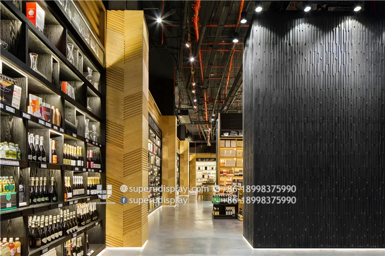 Modern Simple Wine Retail Store Design Creative Concepts China Supplier Wooden Display Cabinet High End Liquor Furniture