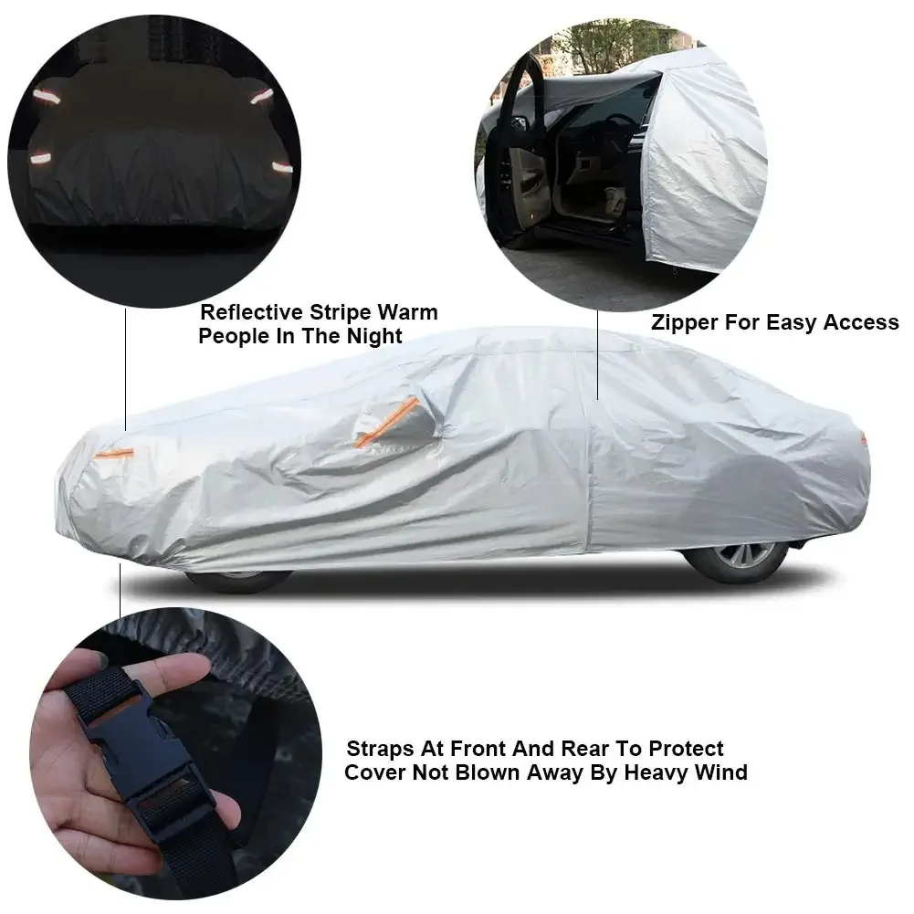 Thermal Thick Shell Car Cover Super Breathable Waterproof Windproof Snow Sun Rain UV Protective Outdoor All Weather