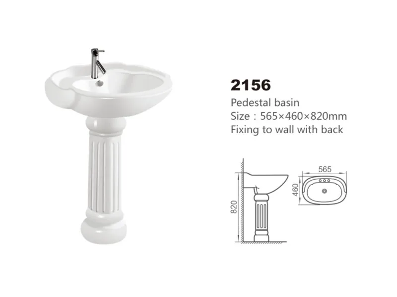 Luxury Design Bathroom Freestanding Sink Two-Piece Pedestal Basin With Single Hole