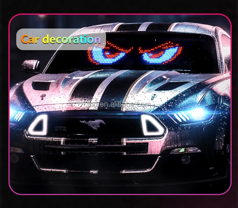 Programmable Flexible Led Demon Eye Display App Control Scrolling Led Wide Devil Eye Sign for Truck Car Bus Windshield Glasses