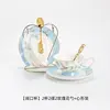 [Sunny Day-Wide-Mouth Cup] 2 cups, 2 saucers, 2 rose-patterned spoons,