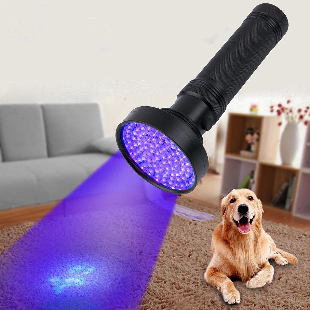 GLOSSDAY UV Zaklamp Zwart Licht, 100 LED Zwart Licht Zaklamp voor Hond/Kat Huisdier Detector, Scorpions Finder