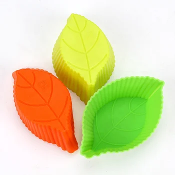 Non Stick Leaf Cupcake Mold Silicone Baking Cups BPA Free Cupcake Cup Leaf Baking Cup Cake Mold Silicone(12 Various Shape)