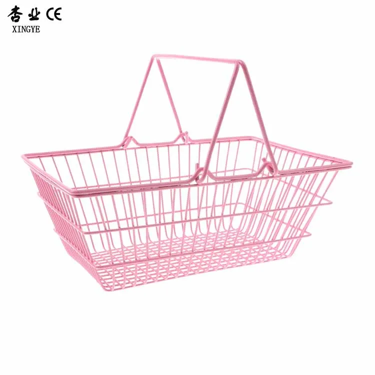 Factory Custom Size Color Stainless Steel Mini Nail Polishes pink Shopping Baskets for Retail Stores