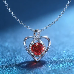 Wholesale 925 Sterling Silver Moissanite Necklace with Heart Pendant Waterproof Tarnish Free Statement Wedding Jewelry