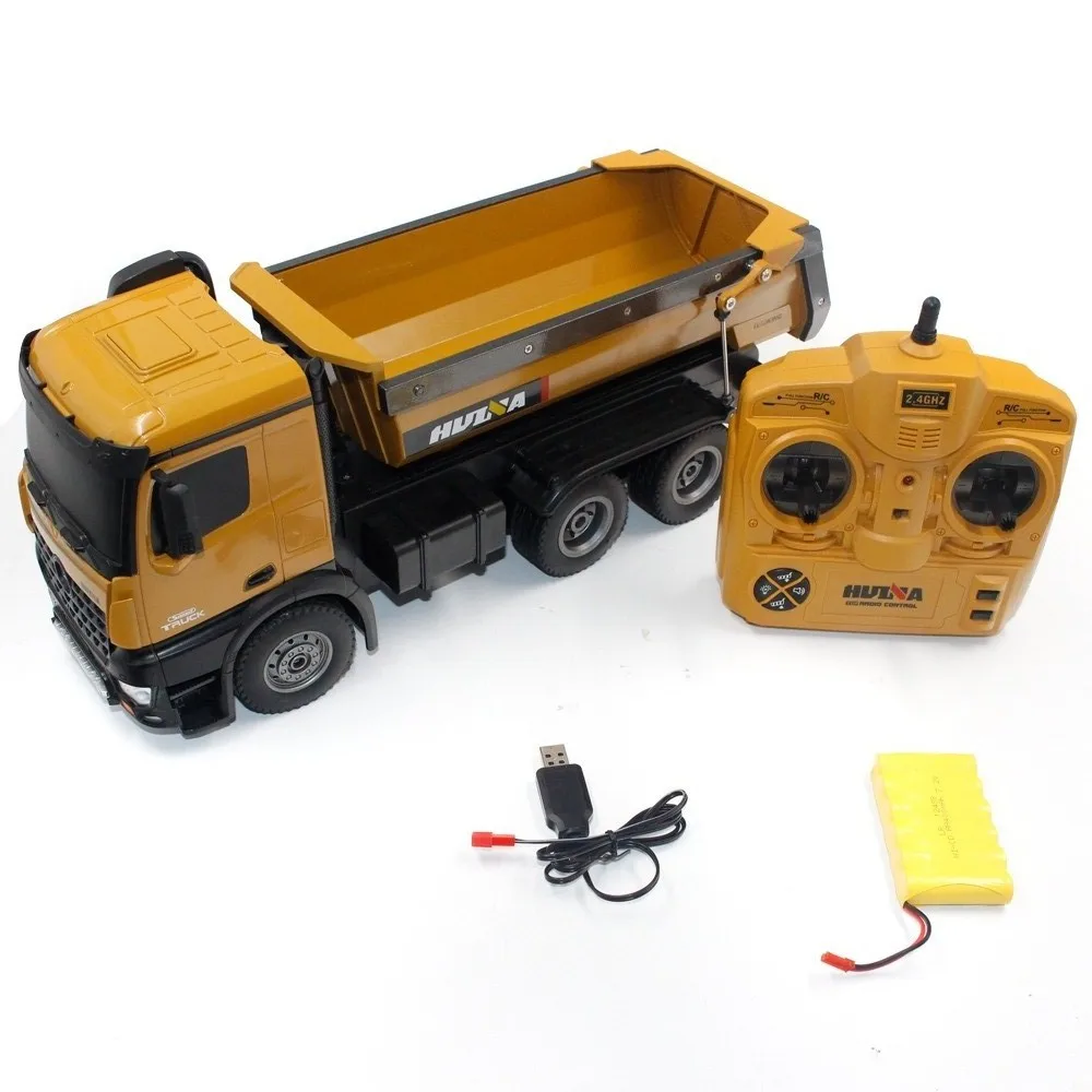 HUINA TOYS 1573 1/14 10CH Alloy RC Dump Trucks Engineering Construction Car Remote Control Vehicle Toy RTR RC Truck Gift for Boy