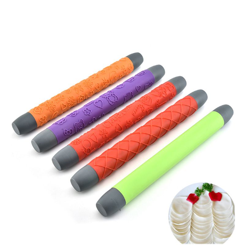 
 Lixsun 14 дюймов антипригарная поверхность и удобными рукоятками силиконовый Fondant (сахарная) рельефная Скалка  