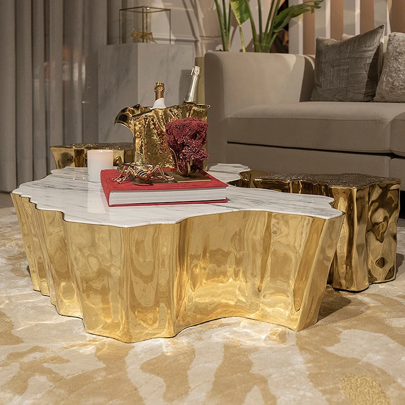 Modern Creative Design Tree Root Metal Coffee Table Luxury Living Room Stainless Steel Stump Coffee Table