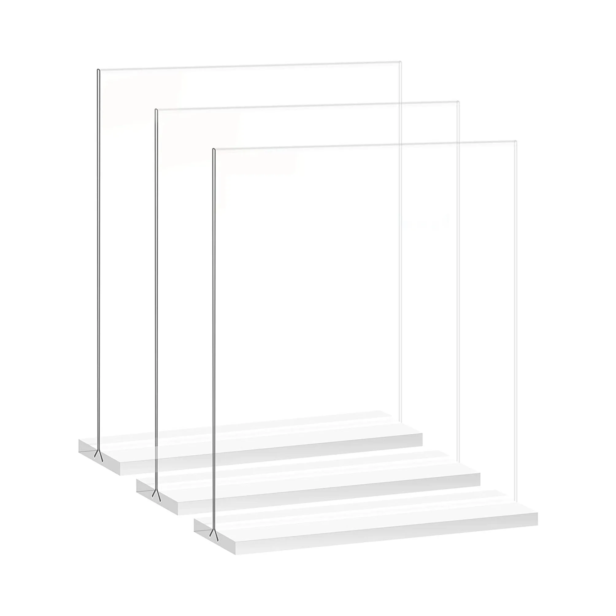 Acrylic Sign Holder 8.5x11 Inch Vertical T Shape Doublesided Desktop