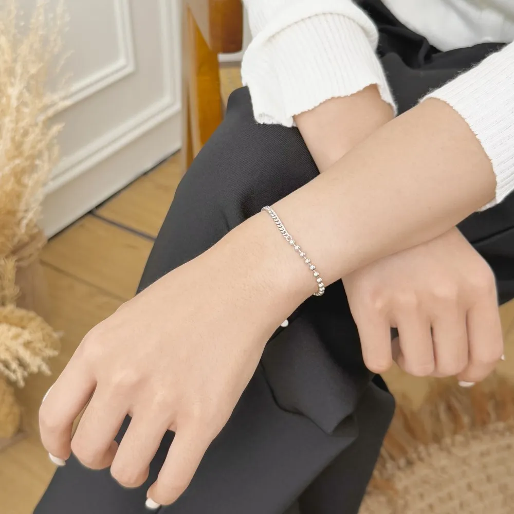 KAKODIY Personalized Fashion Design Fine Jewelry 14K Rhodium Plated 925 Sterling Silver Bead Chain Jewelry Bracelet detail 4