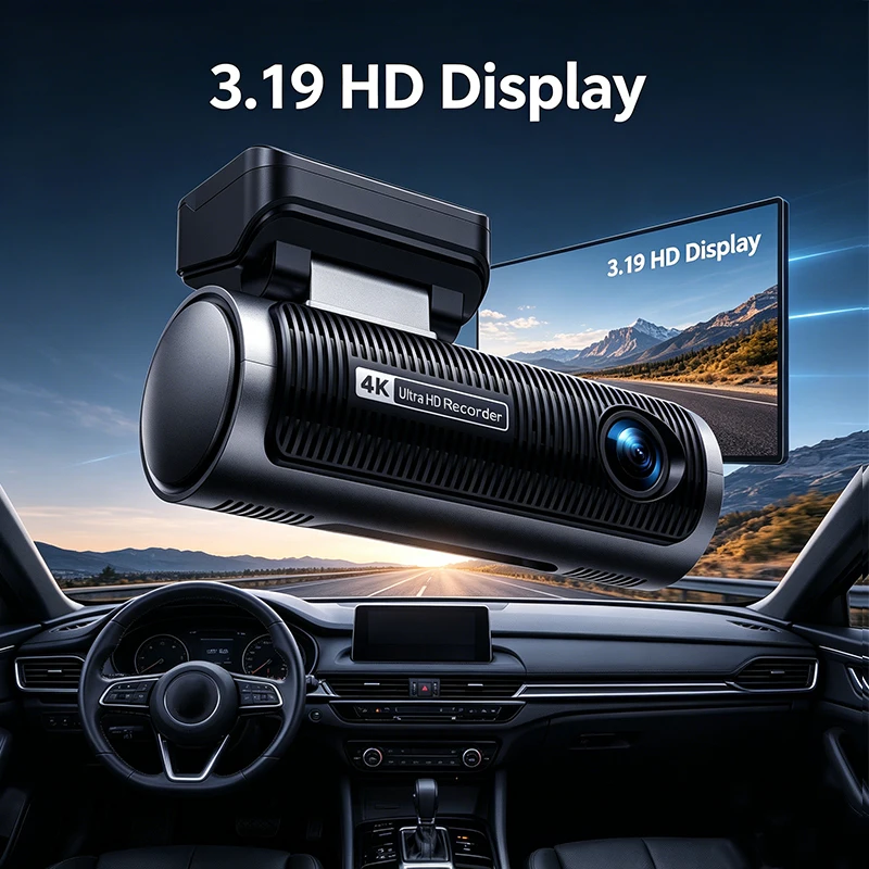 VS219 4K Ultra HD Dual Lens Dash Cam Front and Rear Car DVR Video Recorder 3.19 Inch Screen Night Vision Parking Monitor