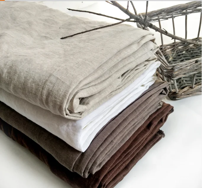 Винтажная промытая 100% льняная ткань и каменная французская