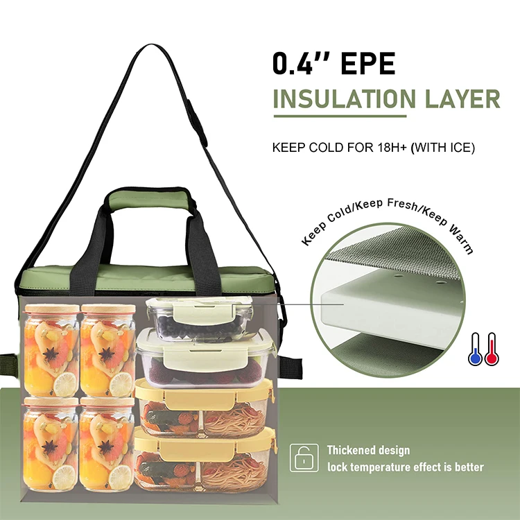 Thermal insulation bag water resistant large capacity cooler lunch bag with 2 ways of carrying