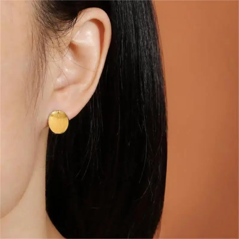 New Hot Round Shape Irregular Texture Fashion Earring Display Gold Hoops Earrings Custom Earrings With logo