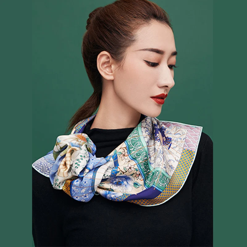 Wholesale Custom Neck Silk Scarf Designer Printing Printed Women Ladies