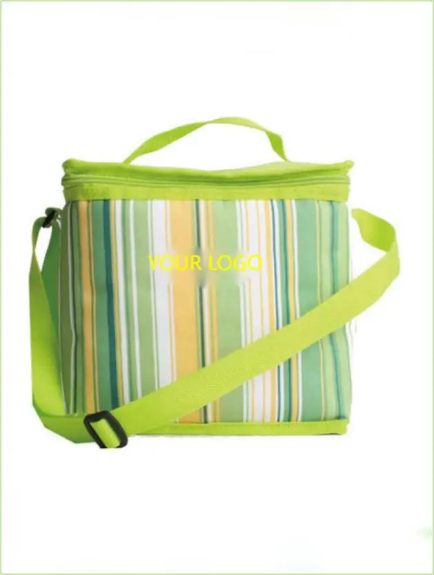 Outdoor Picnic Stripey Picnic Cooler Bags Custom Logo Insulated Lunch