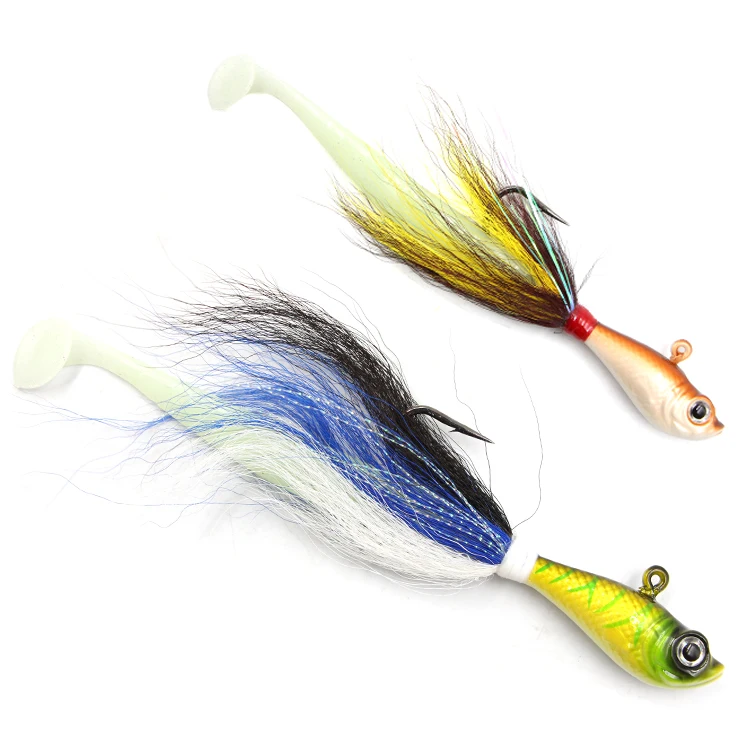 deer tail fishing lures Heavy-Duty Bucktail Jigs WH/WH/RD / 1.5 oz producing lifelike action to attract predatory fish Durability Hot Sell 1.5G Deer Tail