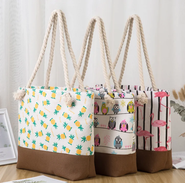 Wholesale New Design Item Metallic Pineapple Cotton and Polyester Large Size Beach Bag Eva Summer Tote Beach Bag