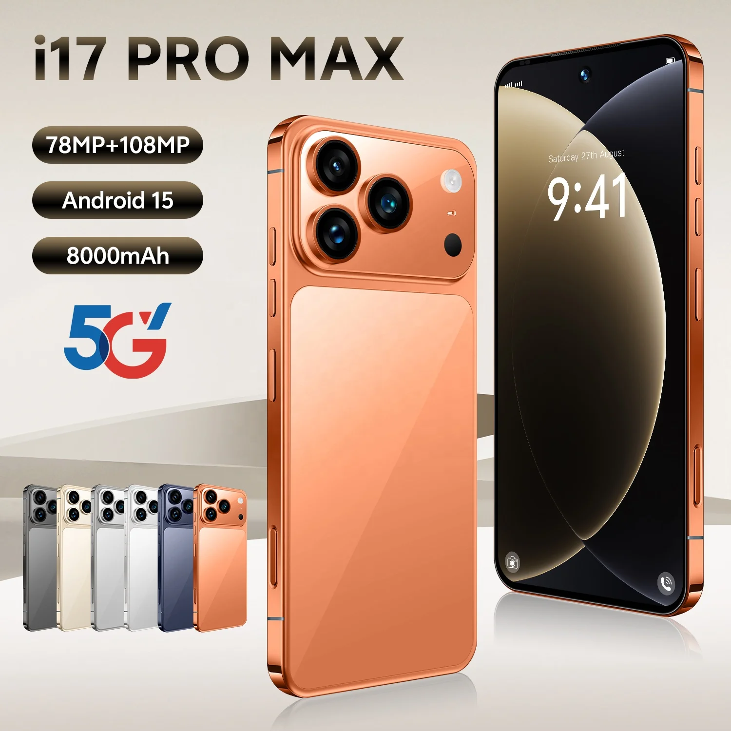 I17 Pro Max 5G - 108MP Camera, 16GB+1TB Storage, 8000mah Battery