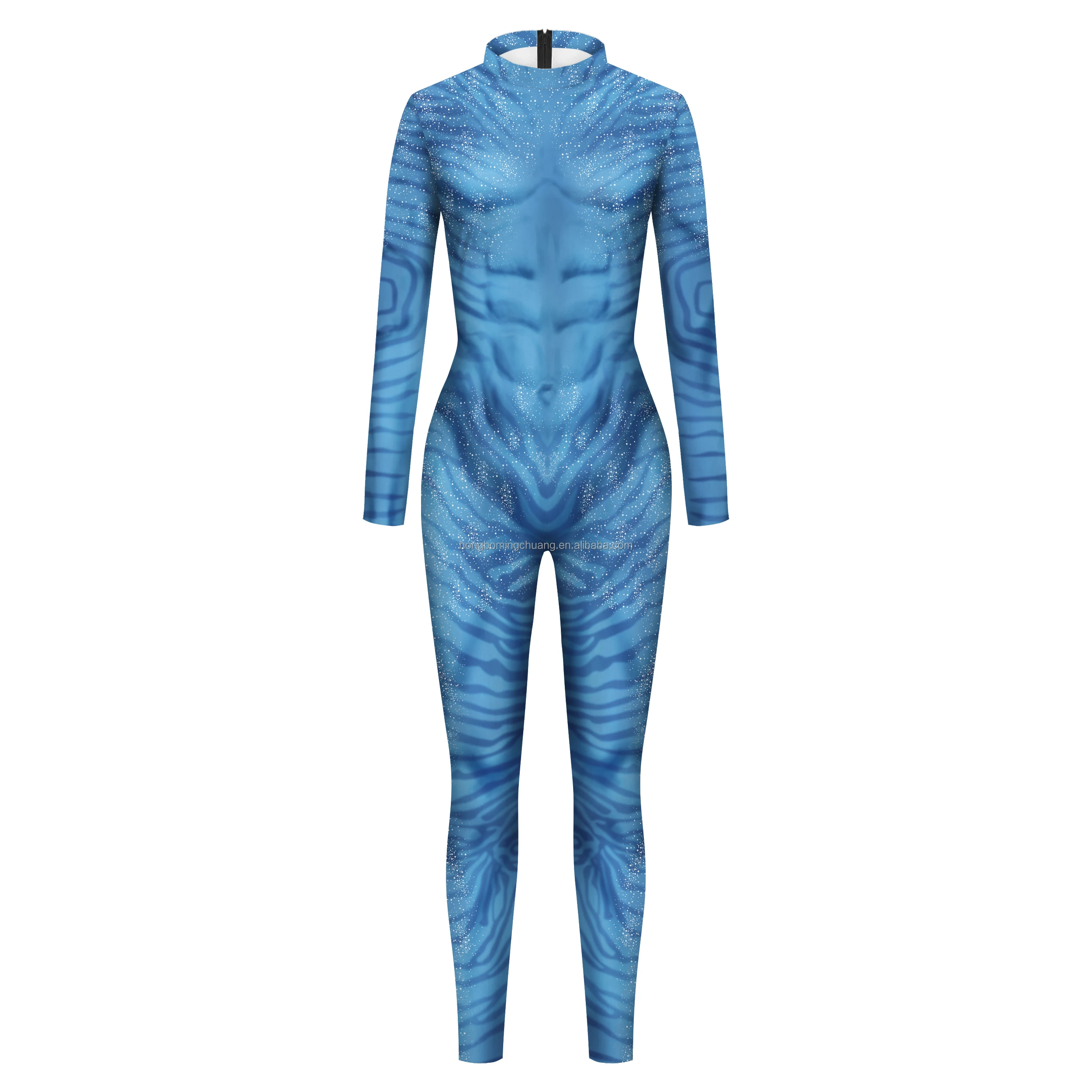 Unisex Blue Avatar Costume For Adult Halloween Zipper Catsuit Party ...