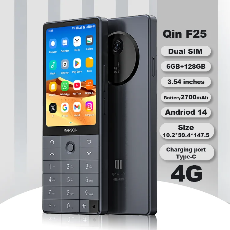 Qin F25 Dual SIM Android 14 Smartphone with 128GB Storage