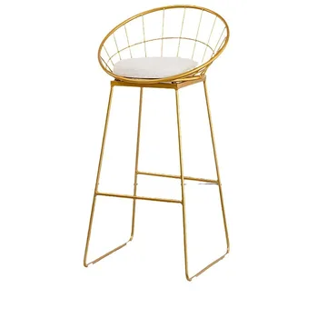 Nordic Style Breakfast Kitchen Leather Bar Stool Metal Legs Counter Height Chair Bar Stool