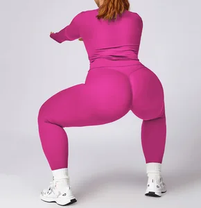 Plus Size Women Wrokout Outfit Leggings Yoga Suit Activewear Plus Size Long Sleeve Jacket Gym Fitness Sets