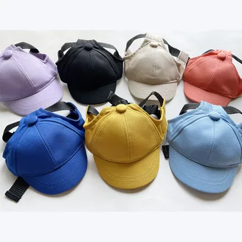 Hot Selling Pet Sun Hat Dog Canvas Visor Hats with Ear Holes and Adjustable Chin Strap Hair Accessories Cat Hats for Pets Cotton