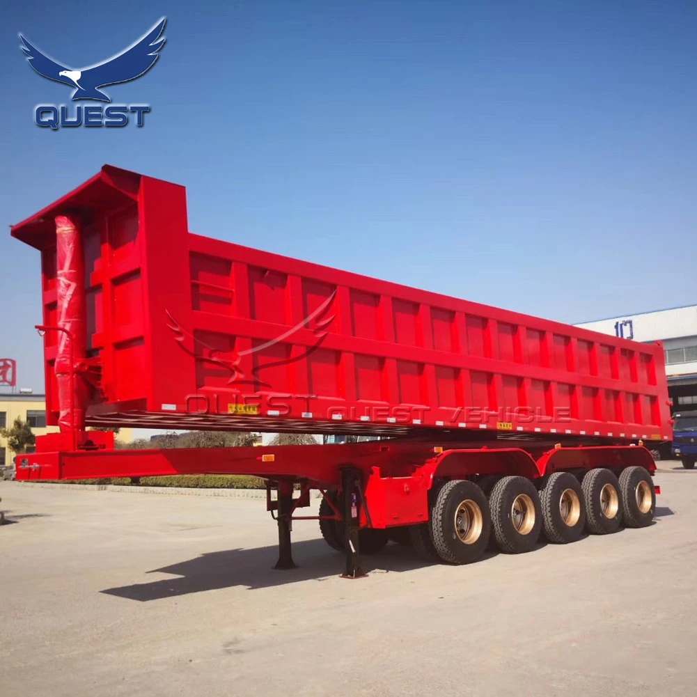 Самосвал полуприцеп задний самосвал трейлер для продажи Африка 80 тонн 5 осей QUEST стальной автомобиль 13T 14T 16T 18T BPW FUWA