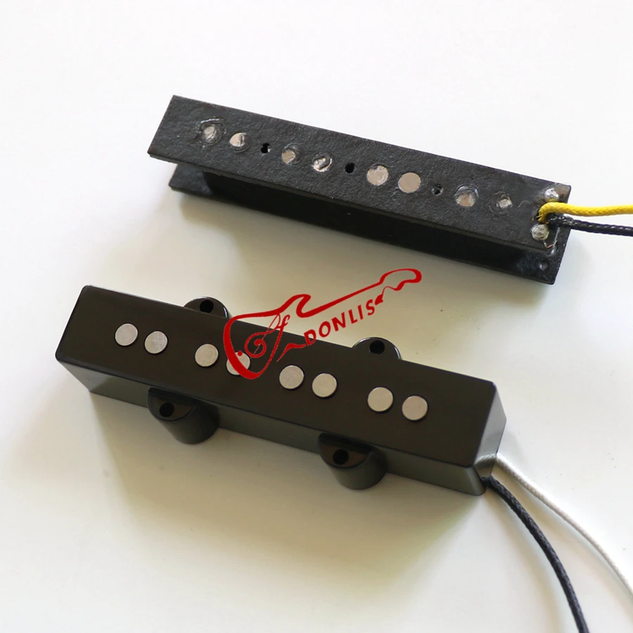 Donlis 1set 4 String 60's Vintage Alnico 5 Jazz Bass Pickups with Flatwork for Diy Bass Kits Building Parts Wholesale