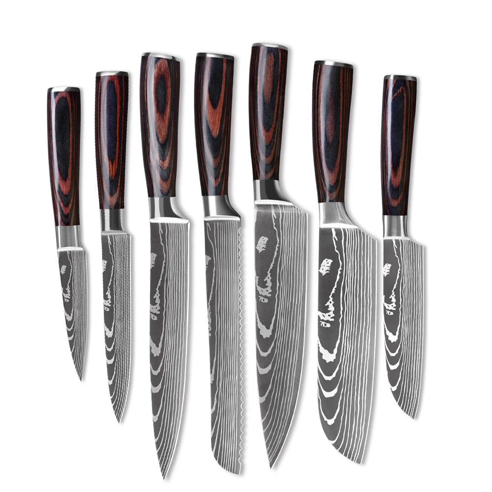 7pcs Kitchen Knife Sets Stainless Steel Chef Knife Bread Knife