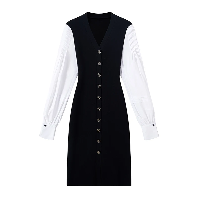 winter office dresses for women Autumn Elegant Woman Knit Vestidos Largos De Mujer Long Sleeve Dress Calvin Klein Keyhole Sheath Veritas Sizes:L Business Casual Dress for