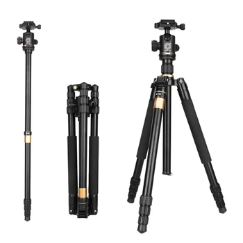Q222 62'' 8KG Load Pro Damping Ball Head Aluminum Camera Tripod Monopod Photography Tripod for Digital Video Dslr Camera