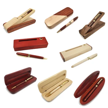 Custom Engraved Logo Luxury Wooden Pen with Box Wooden Pen Case Eco-friendly Gift Wooden Pen Set