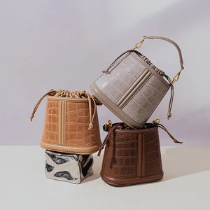 Elegant Designer Crocodile Pattern Bucket Women Crossbody Bags Fashion Ladies Bags for Women Luxury