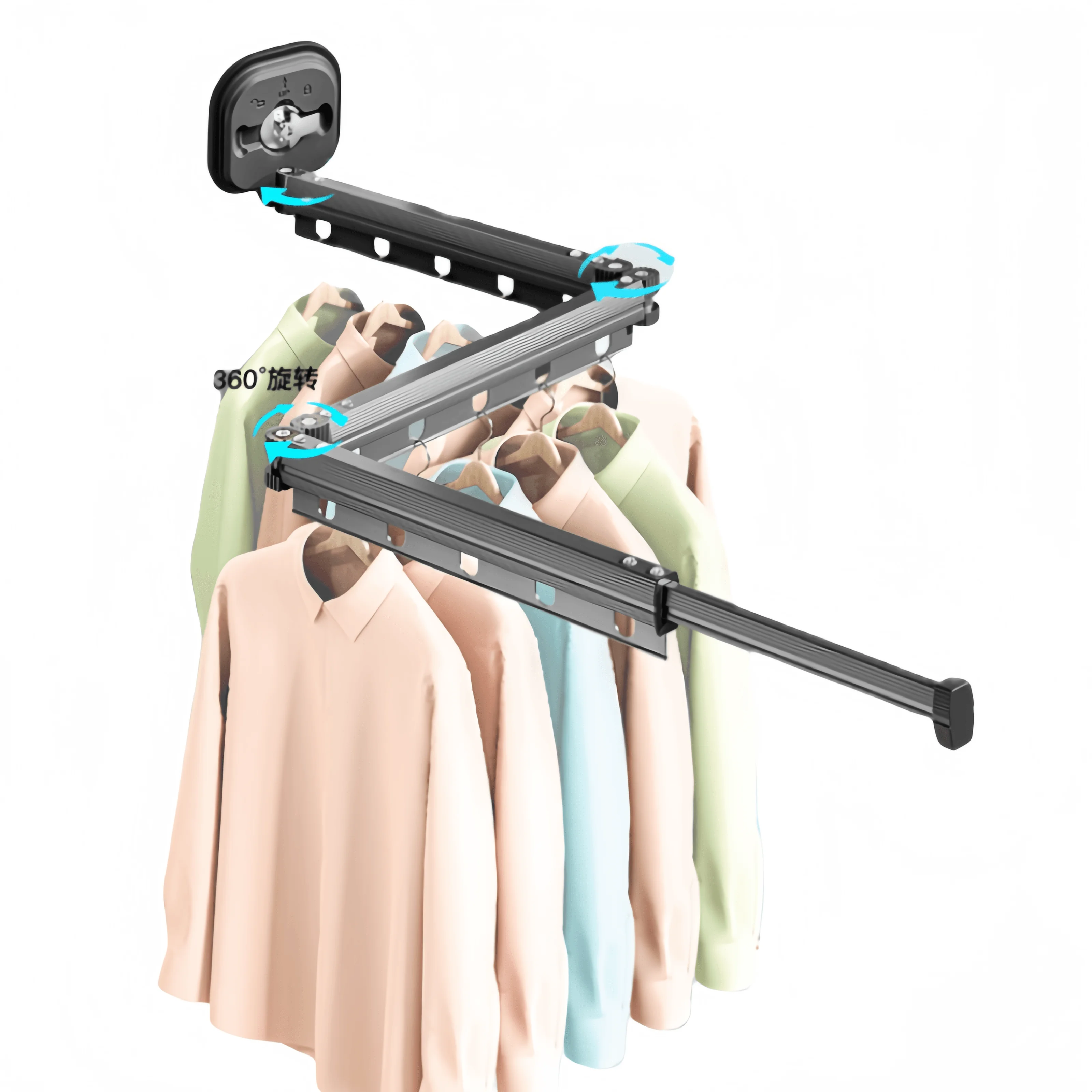 Hot Selling Wall-mounted Folding Drying Rack Strong Suction Cup/Punch-free Retractable Clothes Dry Rack for Laundry Room Balcony