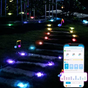 product 15 pack ip67 waterproof outdoor ground garden lawn walkway 36ft multicolor rgbicw pathway led string lights with app control-43