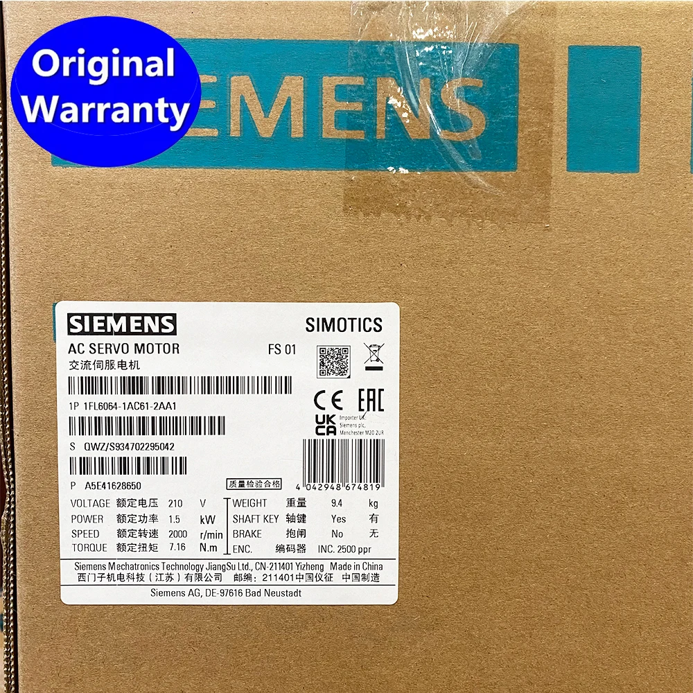 Servomotor 1FL6064-1AC61-2AA1 SIMOTICS S-1FL6 Driftsservomotorer 1FL6064 1FL6064-1AC61